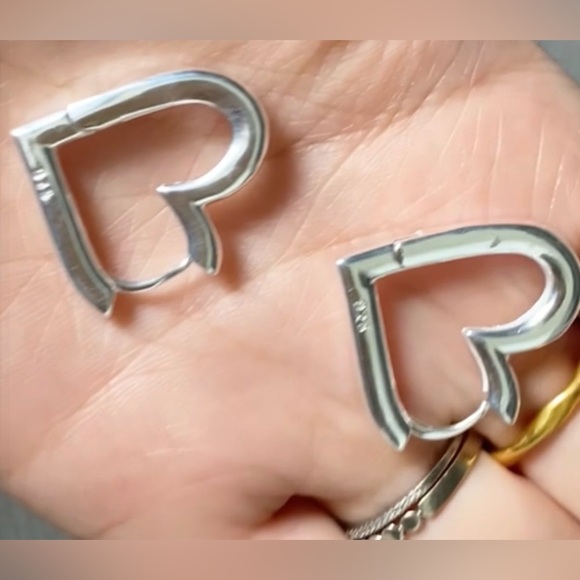 Jewelry - Silver Heart Hoop Earrings